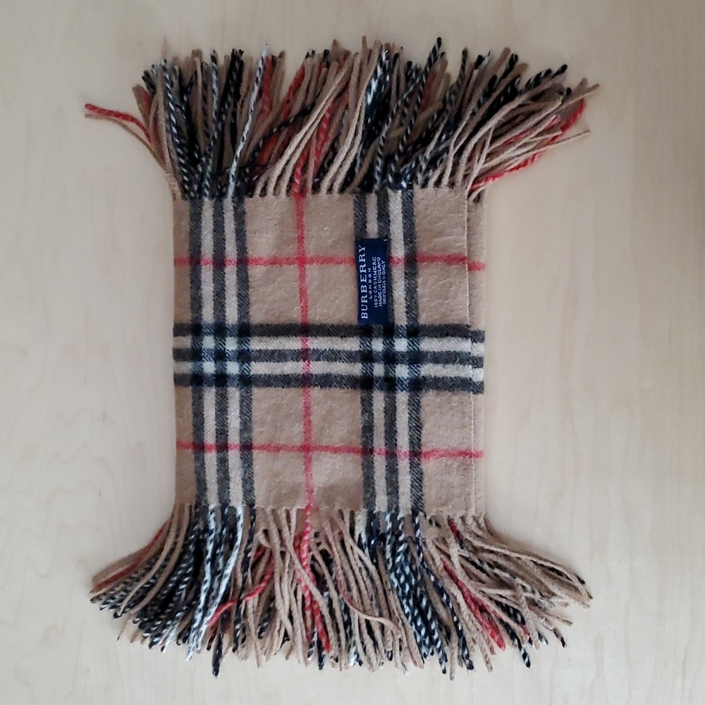 BURBERRY Classic Vintage Check Fringed 100% Cashmere Scarf